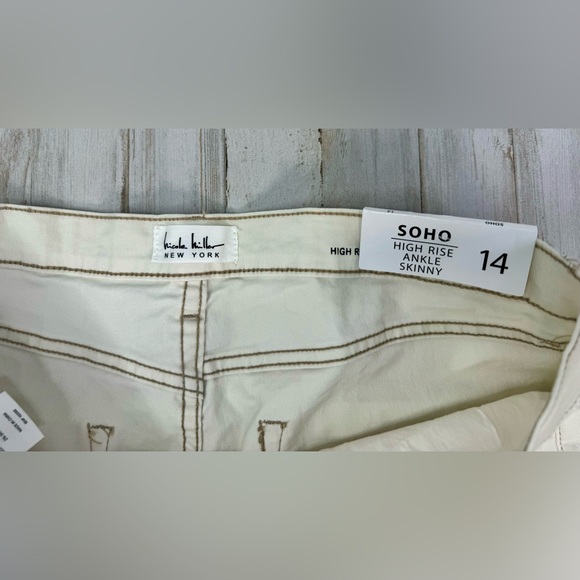 Nicole Miller New York Denim Jeans Womens 14 Cream High Rise Ankle Slim Raw Soho - Picture 4 of 11